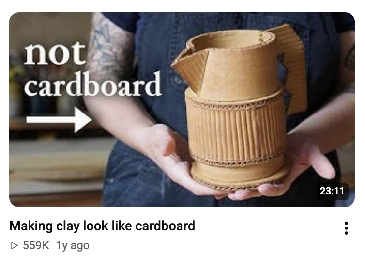 Mia's video: Making clay look like cardboard — 559K views
